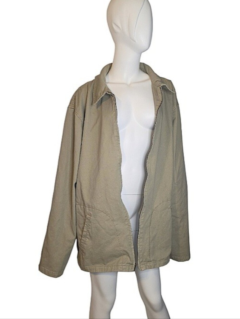 Anchor Blue Men's Khaki Full Zip Cotton Work Jacket Size XXL